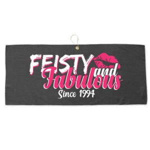 Feisty And Fabulous Since 1994 30th Birthday Large Microfiber Waffle Golf Towel