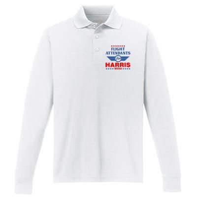 Flight Attendants For Kamala Harris 2024 Performance Long Sleeve Polo