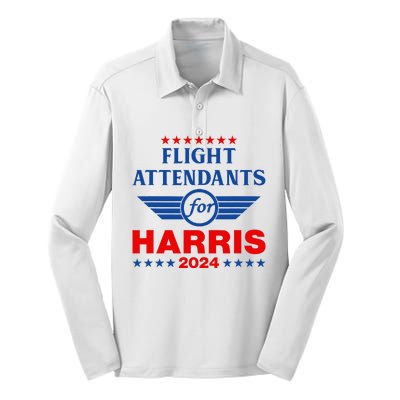 Flight Attendants For Kamala Harris 2024 Silk Touch Performance Long Sleeve Polo