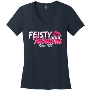 Feisty And Fabulous Since 1953 70th Birthday Women's V-Neck T-Shirt