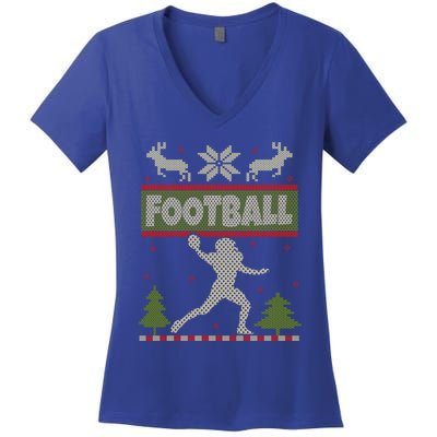 Funny American Football Ugly Christmas Ugly Xmas Cute Gift Women's V-Neck T-Shirt