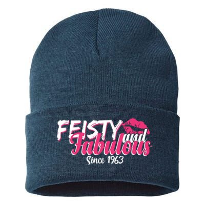 Feisty And Fabulous Since 1963 60th Birthday Sustainable Knit Beanie