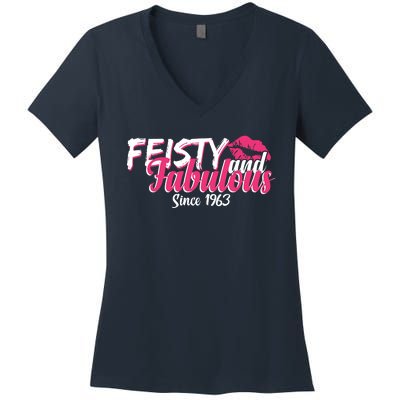 Feisty And Fabulous Since 1963 60th Birthday Women's V-Neck T-Shirt