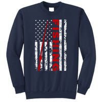 Fishing American Flag Rod USA Patriotic Fisherman Long Sleeve Sweatshirt