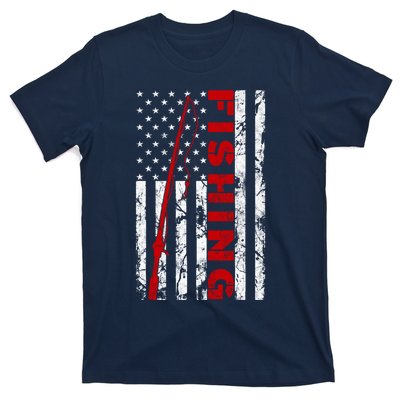 Fishing American Flag Rod USA Patriotic Fisherman Long Sleeve T-Shirt