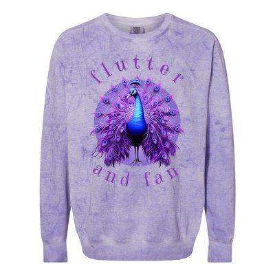 Flutter And Fan Apparel Peacock On Glowing Moon Colorblast Crewneck Sweatshirt