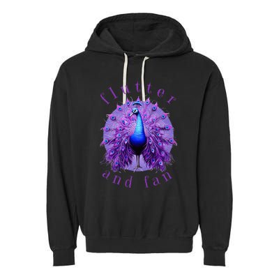 Flutter And Fan Apparel Peacock On Glowing Moon Garment-Dyed Fleece Hoodie