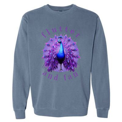 Flutter And Fan Apparel Peacock On Glowing Moon Garment-Dyed Sweatshirt