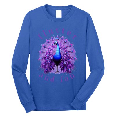 Flutter And Fan Apparel Peacock On Glowing Moon Long Sleeve Shirt