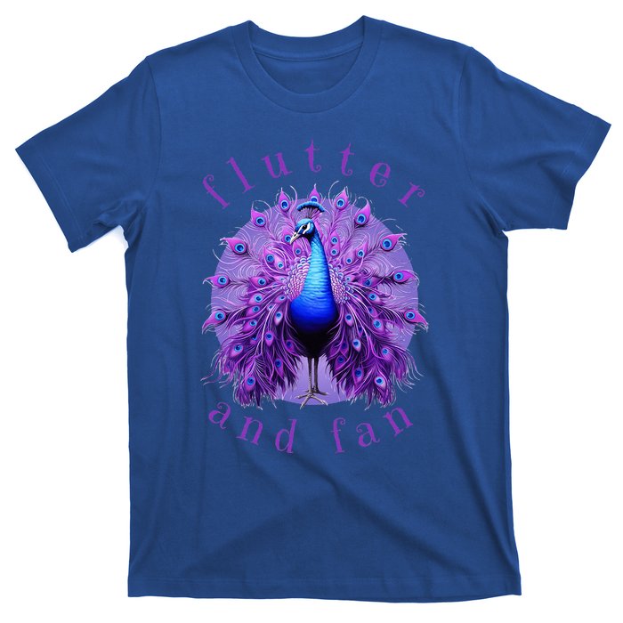 Flutter And Fan Apparel Peacock On Glowing Moon T-Shirt