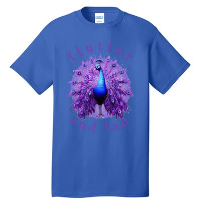 Flutter And Fan Apparel Peacock On Glowing Moon Tall T-Shirt