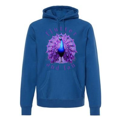 Flutter And Fan Apparel Peacock On Glowing Moon Premium Hoodie