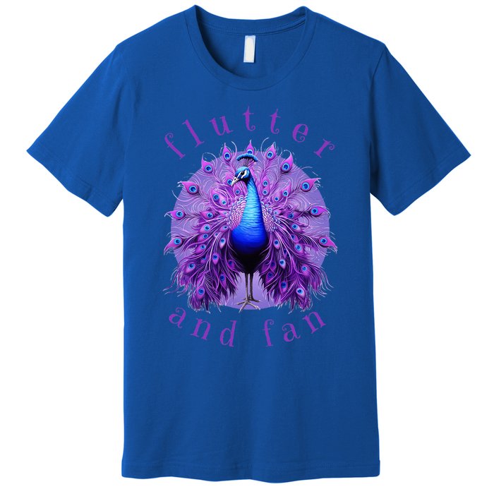 Flutter And Fan Apparel Peacock On Glowing Moon Premium T-Shirt