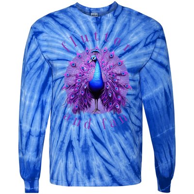 Flutter And Fan Apparel Peacock On Glowing Moon Tie-Dye Long Sleeve Shirt