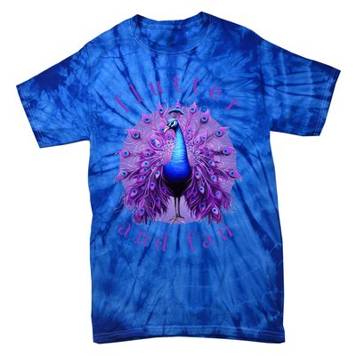 Flutter And Fan Apparel Peacock On Glowing Moon Tie-Dye T-Shirt