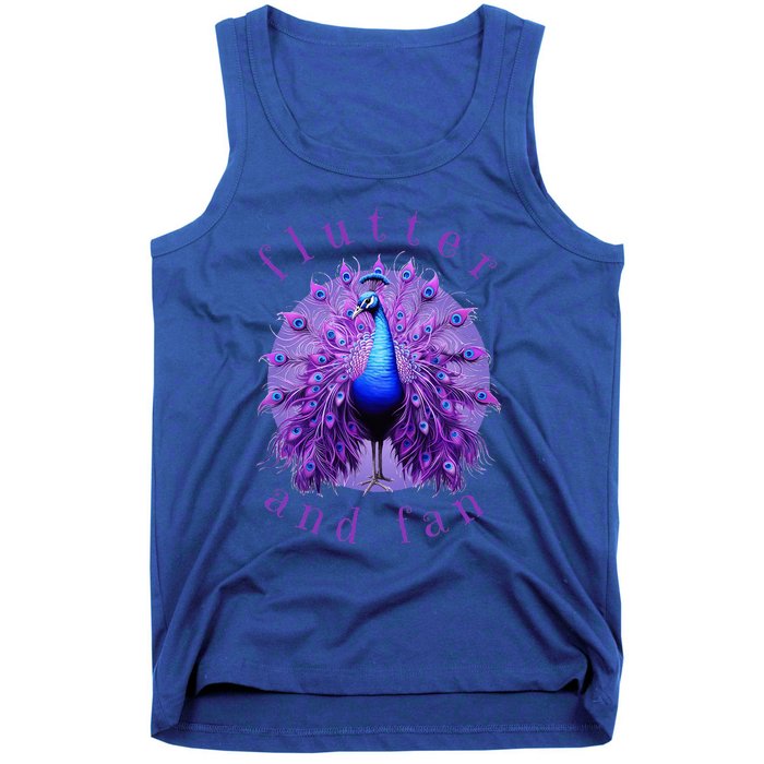 Flutter And Fan Apparel Peacock On Glowing Moon Tank Top