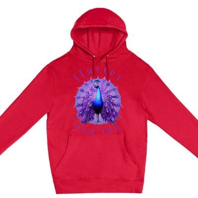 Flutter And Fan Apparel Peacock On Glowing Moon Premium Pullover Hoodie