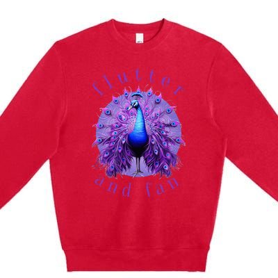 Flutter And Fan Apparel Peacock On Glowing Moon Premium Crewneck Sweatshirt