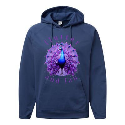 Flutter And Fan Apparel Peacock On Glowing Moon Performance Fleece Hoodie