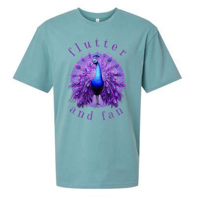 Flutter And Fan Apparel Peacock On Glowing Moon Sueded Cloud Jersey T-Shirt