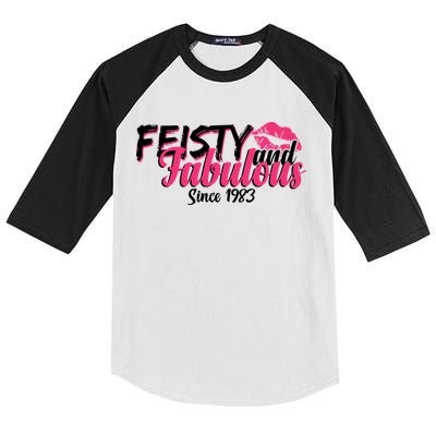 Feisty And Fabulous Since 1983 40th Birthday Kids Colorblock Raglan Jersey