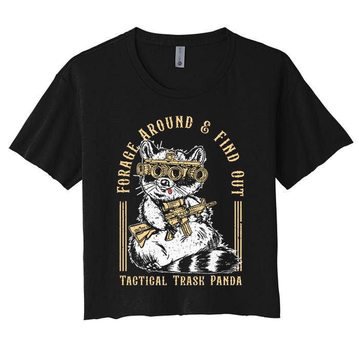 Forage Around & Find Out Tactical Trash Panda Women's Crop Top Tee