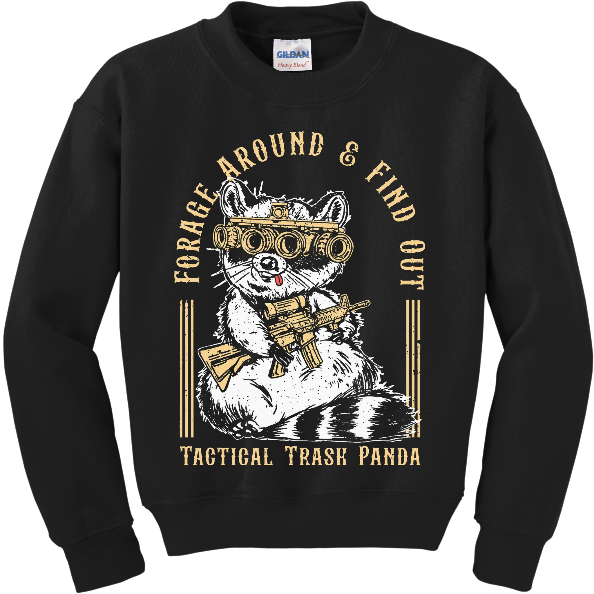Forage Around & Find Out Tactical Trash Panda Kids Sweatshirt