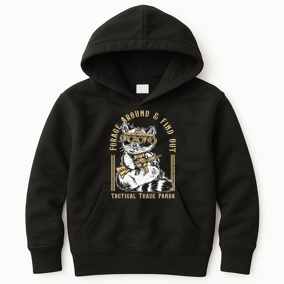 Forage Around & Find Out Tactical Trash Panda Kids Hoodie