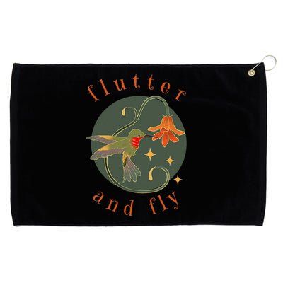 Flutter And Fly Apparel Hummingbird And Flower Grommeted Golf Towel