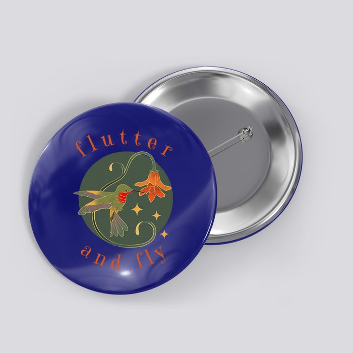 Flutter And Fly Apparel Hummingbird And Flower Button