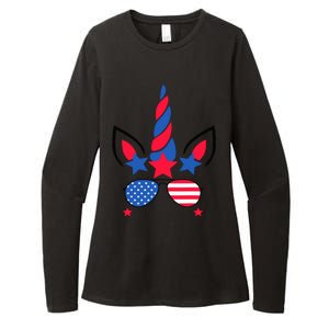 Funny American Flag Unicorn, Independence Day Girl Womens CVC Long Sleeve Shirt