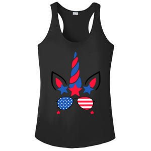 Funny American Flag Unicorn, Independence Day Girl Ladies PosiCharge Competitor Racerback Tank