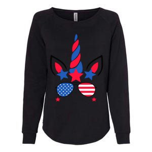 Funny American Flag Unicorn, Independence Day Girl Womens California Wash Sweatshirt