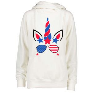 Funny American Flag Unicorn, Independence Day Girl Womens Funnel Neck Pullover Hood