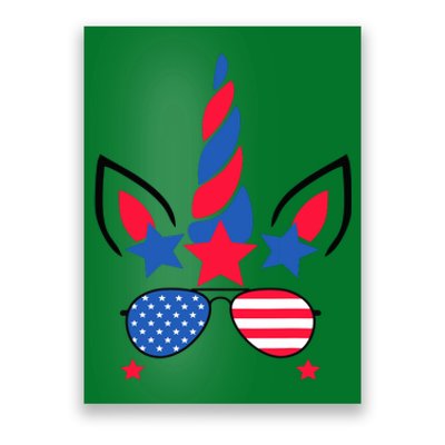 Funny American Flag Unicorn, Independence Day Girl Poster