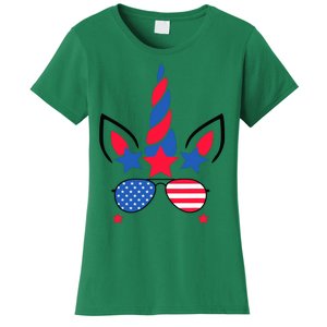 Funny American Flag Unicorn, Independence Day Girl Women's T-Shirt