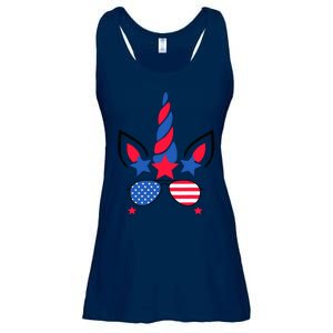 Funny American Flag Unicorn, Independence Day Girl Ladies Essential Flowy Tank