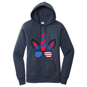 Funny American Flag Unicorn, Independence Day Girl Women's Pullover Hoodie