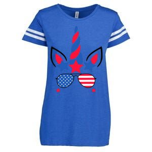 Funny American Flag Unicorn, Independence Day Girl Enza Ladies Jersey Football T-Shirt