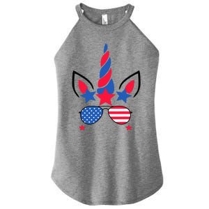 Funny American Flag Unicorn, Independence Day Girl Women's Perfect Tri Rocker Tank