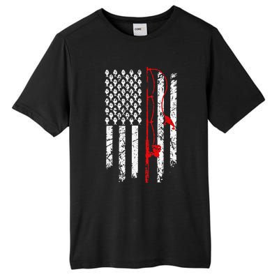 Fishing American Flag Husband Son Grandson Funny Fisherman Tall Fusion ChromaSoft Performance T-Shirt