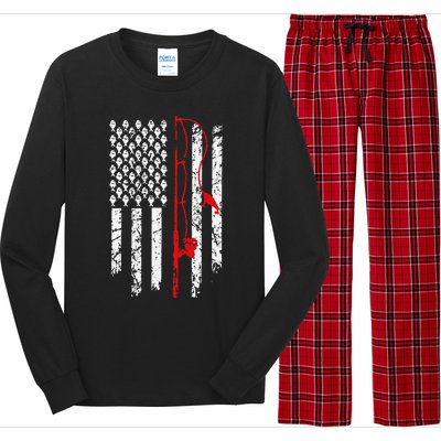 Fishing American Flag Husband Son Grandson Funny Fisherman Long Sleeve Pajama Set