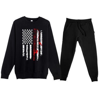 Fishing American Flag Husband Son Grandson Funny Fisherman Premium Crewneck Sweatsuit Set