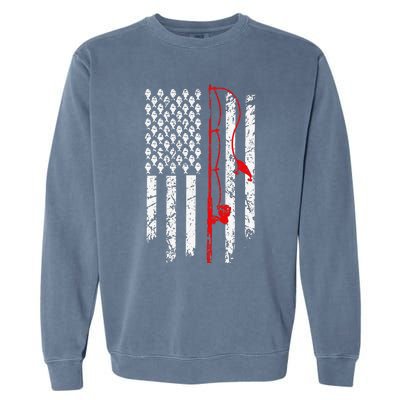 Fishing American Flag Husband Son Grandson Funny Fisherman Garment-Dyed Sweatshirt