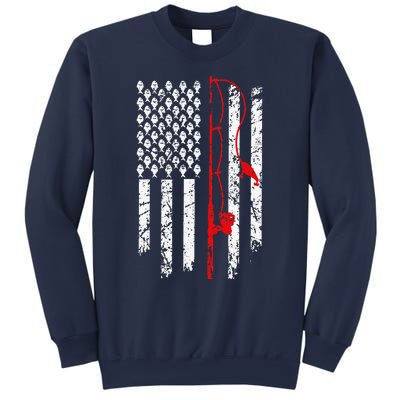 Fishing American Flag Husband Son Grandson Funny Fisherman Sweatshirt