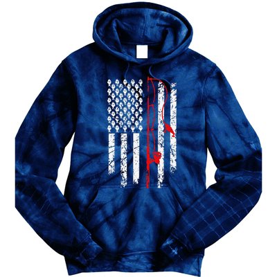 Fishing American Flag Husband Son Grandson Funny Fisherman Tie Dye Hoodie