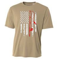 Fishing American Flag Husband Son Grandson Funny Fisherman Cooling Performance Crew T-Shirt