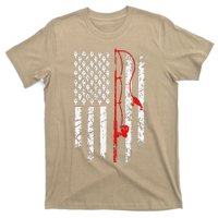 Fishing American Flag Husband Son Grandson Funny Fisherman T-Shirt