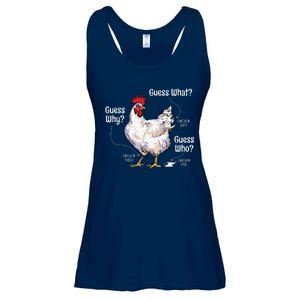 Funny Animal Farm Shirts Guess What Chicken Butt White Design Ladies Essential Flowy Tank