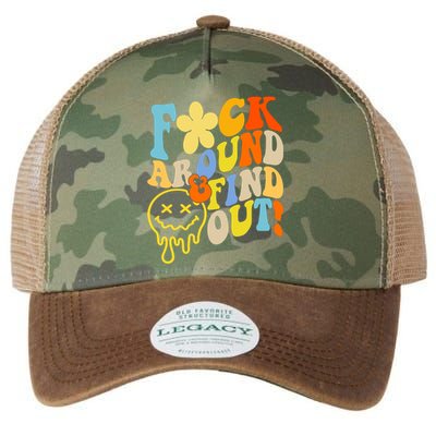 Fuck Around Find Out Smile Retro Groovy Funny Legacy Tie Dye Trucker Hat